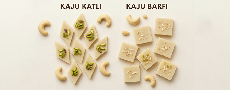 Kaju Katli vs Kaju Barfi – 7 Key Differences, Ingredients, Taste & Which Is Better?