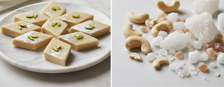 How Kaju Katli Is Made: Traditional Method vs Rock Sugar & Refined Sugar