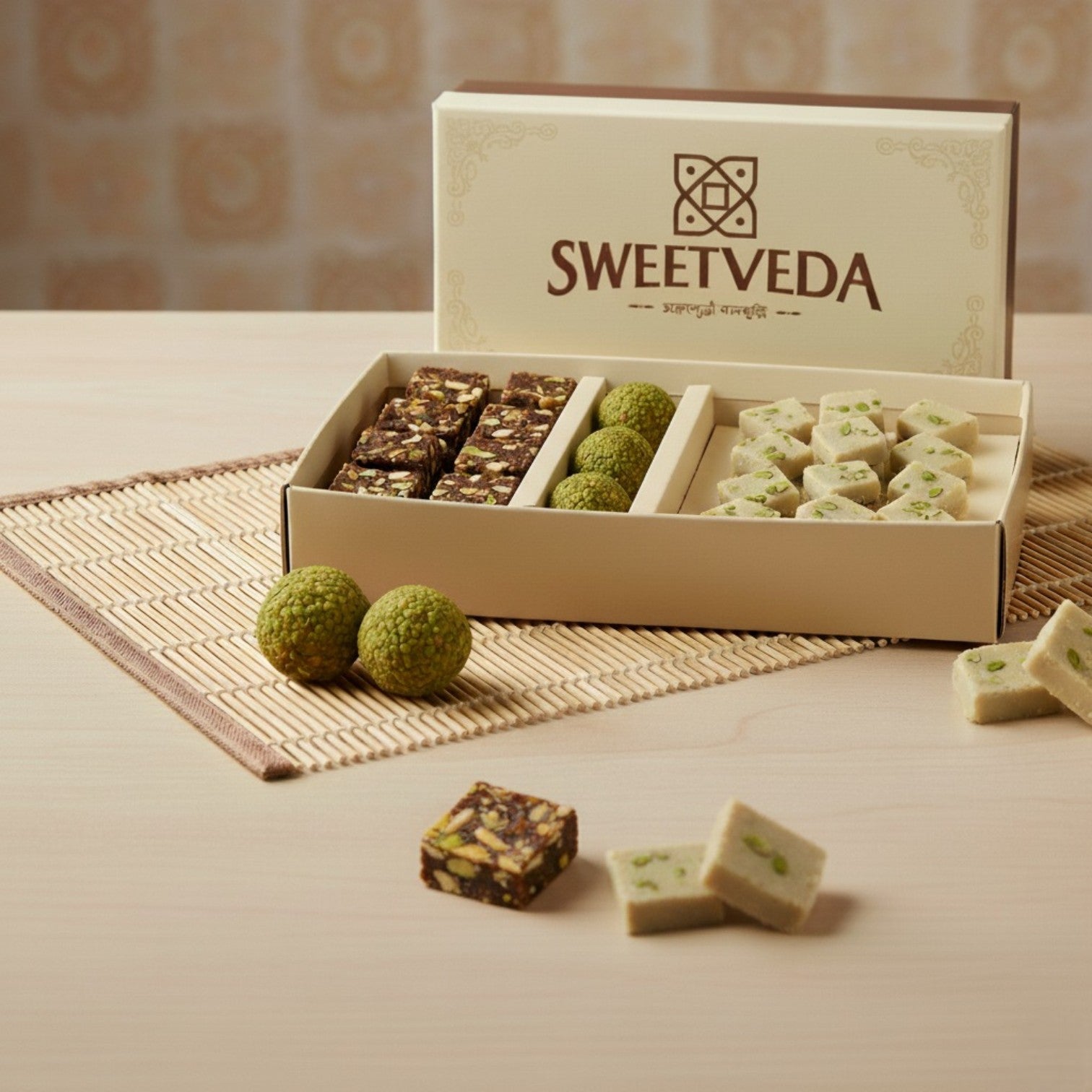 1KG Dryfruit Mix Mithai Box (Laddu , Kaju Katli, Dates Delight)