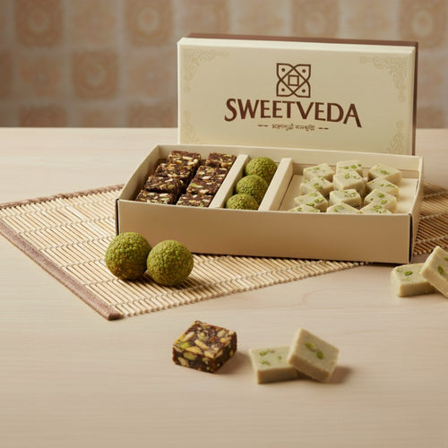 1KG Dryfruit Mix Mithai Box (Laddu , Kaju Katli, Dates Delight)