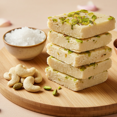 Kaju Katli (Kaju Barfi) - Rock Sugar, Without Varakh & Khoya