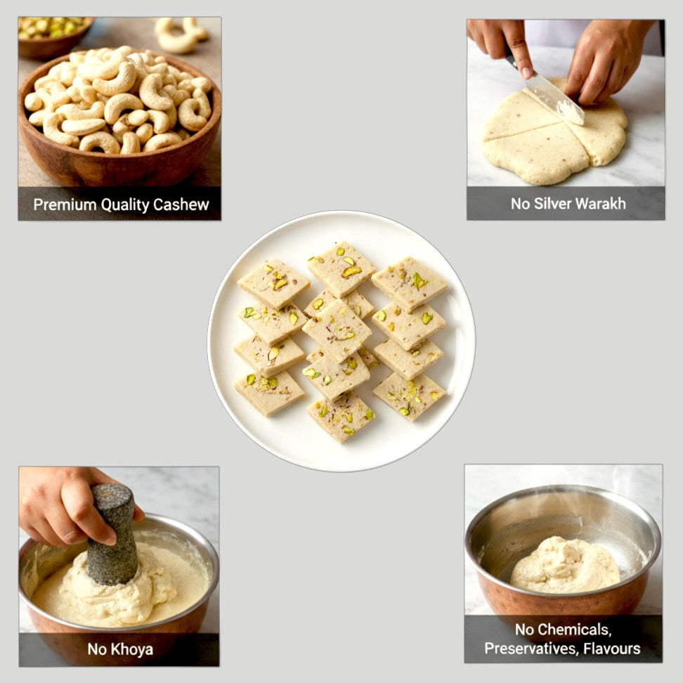 Kaju Katli (Kaju Barfi) - Rock Sugar, Without Varakh & Khoya