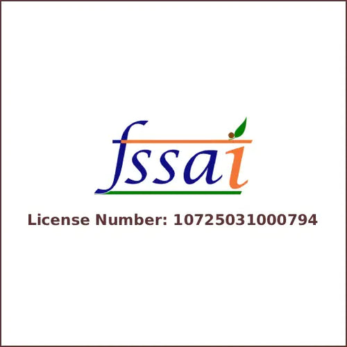 FSSAI logo with a license number on a white background